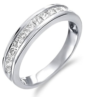 White Gold Diamond Classic Traditional Wedding Anniversary Band