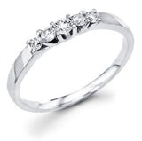 White Gold 5 Five Stone Round Diamond Wedding 2mm Ring Band
