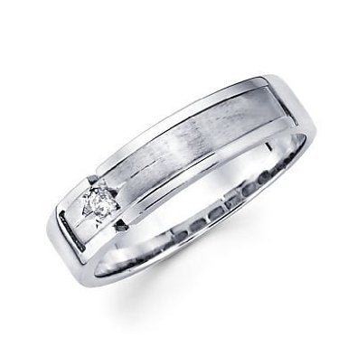 White Gold Mens Diamond Wedding Ring Band