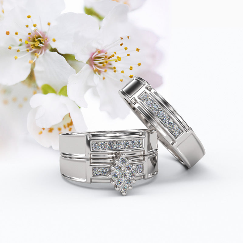 Yellow OR White Gold Trio Ring Band Set - 09GG17