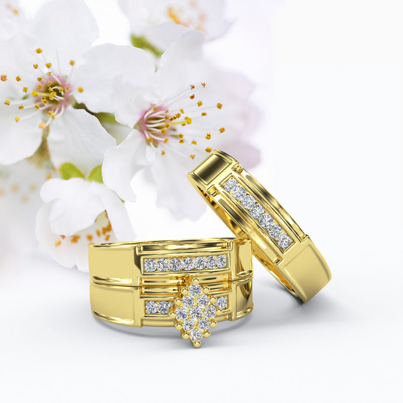 Yellow OR White Gold Trio Ring Band Set - 09GG17