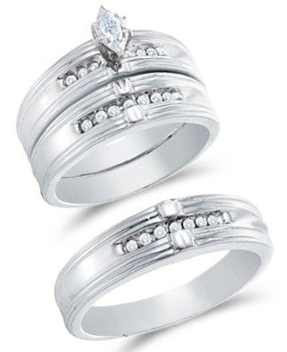 Yellow and White Two Tone Gold Trio Ring Band Set