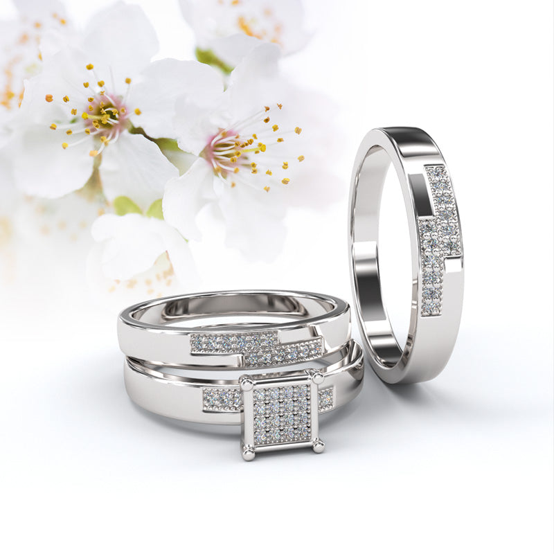 WHITE GOLD DIAMOND TRIO SET - 09GG21