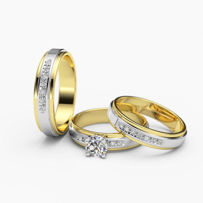 Two Tone Gold Trio Ring - 09GG24