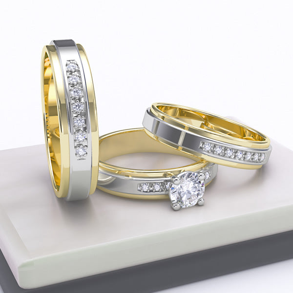 Two Tone Gold Trio Ring - 09GG24