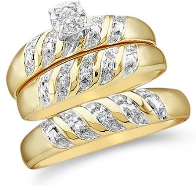 White and Yellow 2 Two Tone Gold Trio Set