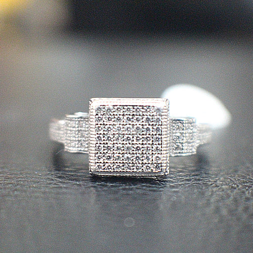 Sterling Silver MIcro-Pave Engagement Ring - 10AB14