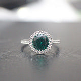 Emerald Sterling Silver Engagement Ring - 10AB18