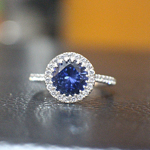 Sapphire Sterling Silver Engagement Ring - 10AB46