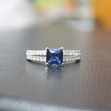 Sterling Silver Sapphire Engagement Ring - 10AB63