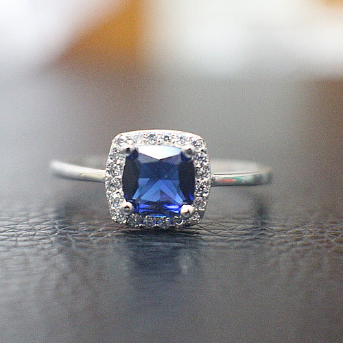 Sterling Silver with Sapphire Engagement Ring - 10AB68