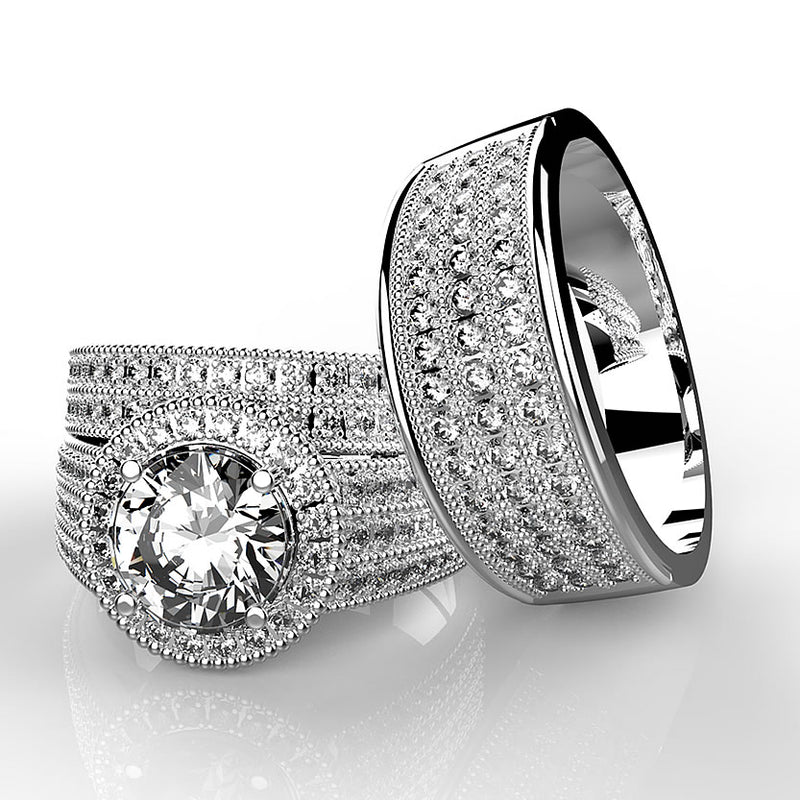 18K White Gold Complete Trio Set - 10GG48