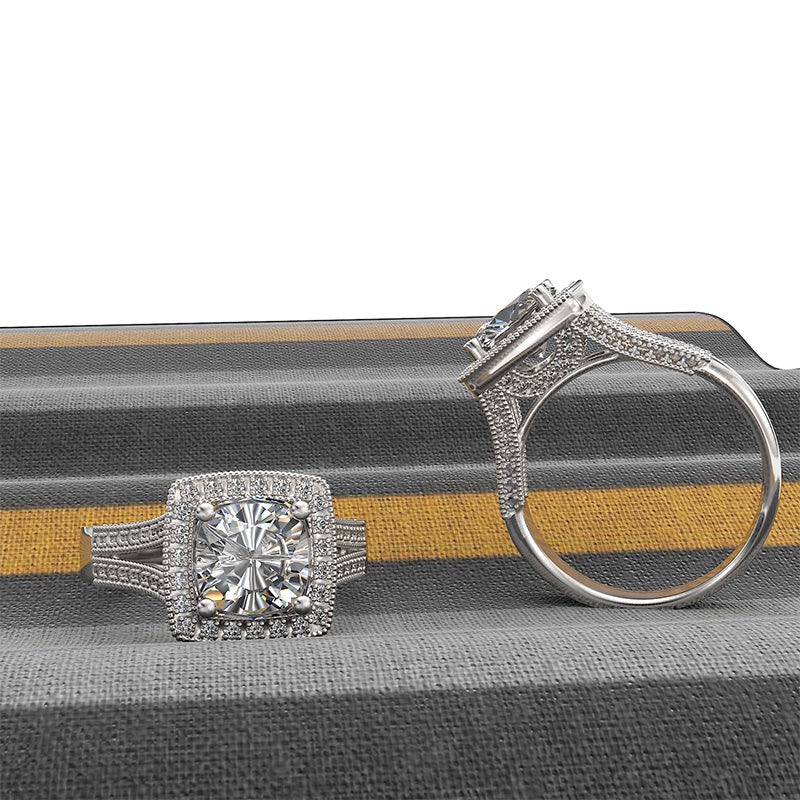 Cushion Cut Gold Engagement Ring - 10GG52