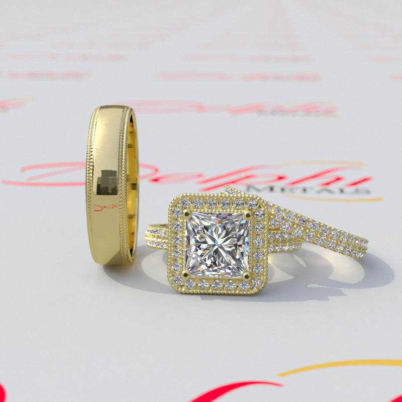 2.0ct Princess Cut Complete Trio Set -  10GG53