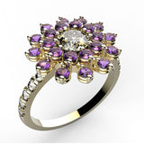 Gold Flower Shape Engagement Ring - 10GG55