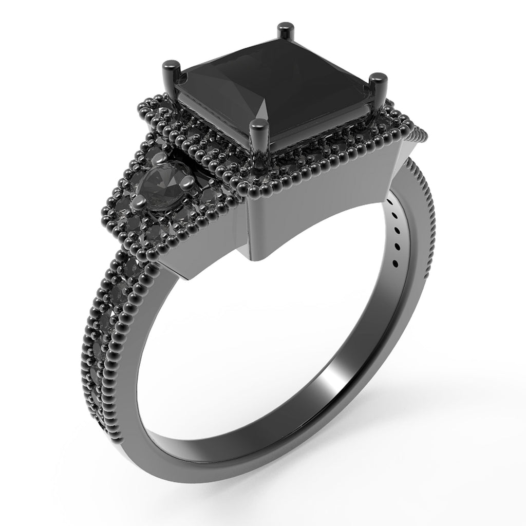 Gold Engagement ring in Black Rhodium  - 10GG57