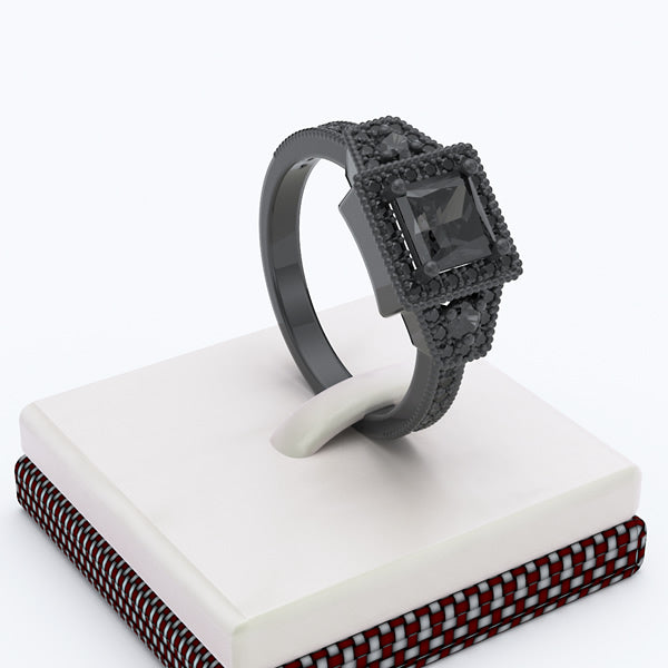 Gold Engagement ring in Black Rhodium  - 10GG57