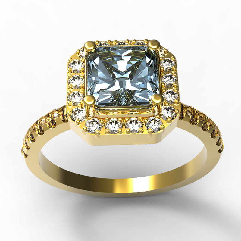 Aquamarine Gold Engagement Ring - 10GG67