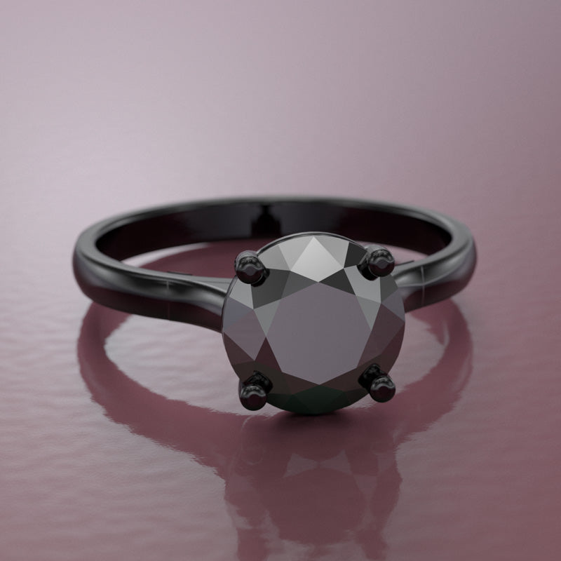 Black Rhodium Gold Engagement Ring - 10GG81