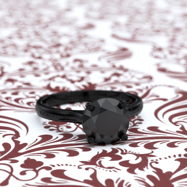 Black Rhodium Gold Engagement Ring - 10GG81