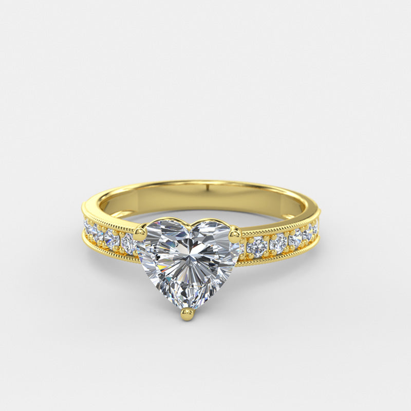 Heart Shaped Gold Engagement Ring - 10GG96