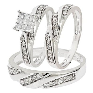 1 Carat T.W. Round Diamond Trio Matching Wedding Ring Set  - 12GG92
