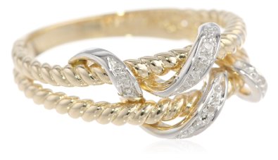 10k Gold Rope Diamond Ring - 12GG78