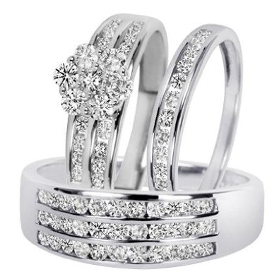 Round Cut Diamond Trio Matching Wedding Ring Set - 12GG84