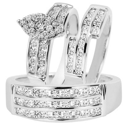 Diamond His and Hers Trio Wedding Set - 12GG89