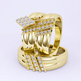 Gold His & Hers Trio Wedding Set - 12GG90