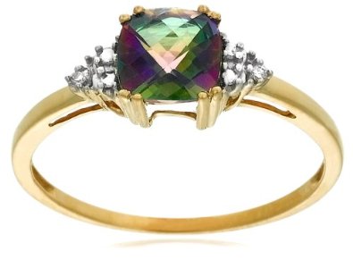 10k Yellow Gold, Mystic Topaz and Diamond Engagement Ring - 12GG98