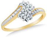 Yellow OR White Gold Ladies  Round Diamond Cluster Ring
