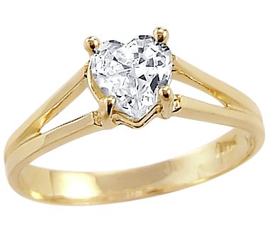 Yellow Gold Heart Ladies Engagement Ring