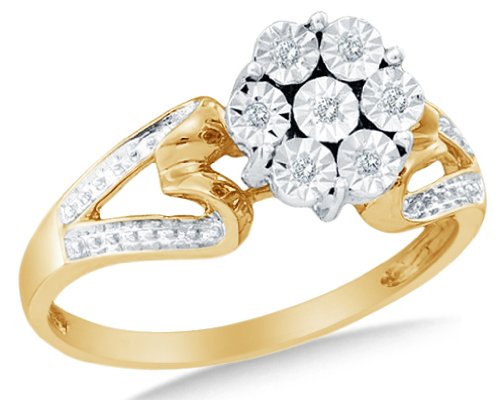Gold Ladies Diamond Wedding Flower Ring