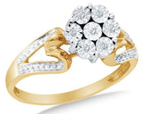 Gold Ladies Diamond Wedding Flower Ring