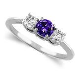 White Gold Round 3 Stone Tanzanite & Diamond Ring
