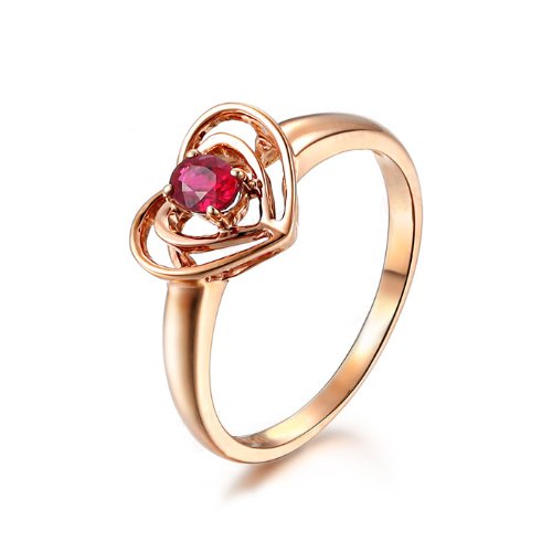Natural Red Ruby, Rose Gold Engagement Ring