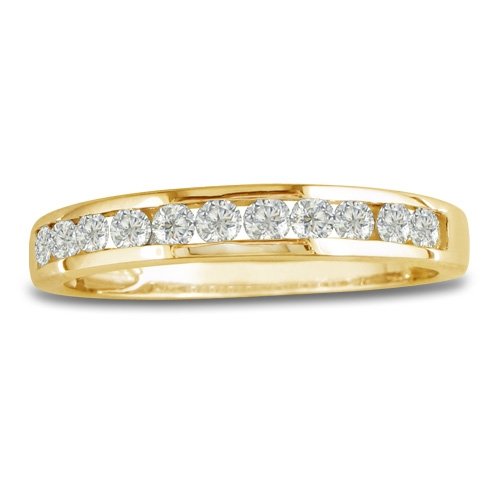 18K Yellow Gold Round Diamond Anniversary Ring