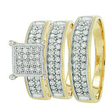 10k Yellow & White Gold Round Cubic Zirconia CZ Wedding Set