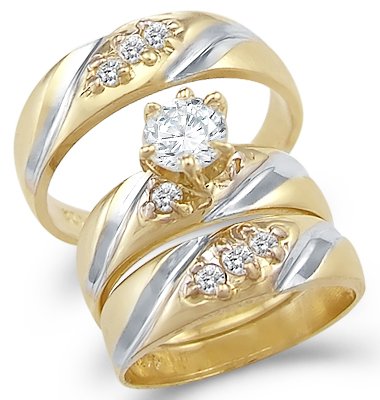 14k Yellow and White Gold Wedding Set