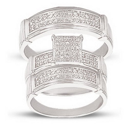 10K White Gold  Diamond Bridal Trio