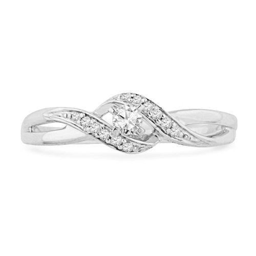 10KT White Gold Round Diamond Engagement Ring