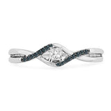 10KT White Gold Blue And White Diamond Engagement Ring