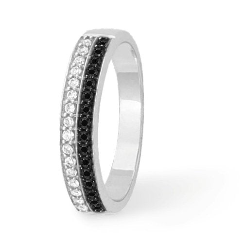 Black And White Round Diamond Anniversary Ring