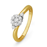 10KT Yellow Gold Round Diamond Flower Engagement Ring