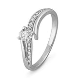 10Kt White Gold Round Diamond Bypass Engagement Ring