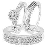 Round Cut Diamond Three Ring Matching Wedding Ring Set - 14GG03