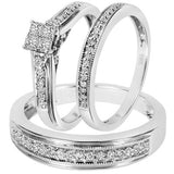 Diamond Trio Matching Wedding Ring Set - 14GG07
