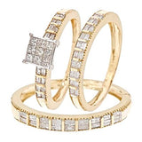 Diamond Three Ring Matching Wedding Ring Set - 14GG09