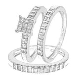 Diamond Three Ring Matching Wedding Ring Set - 14GG09